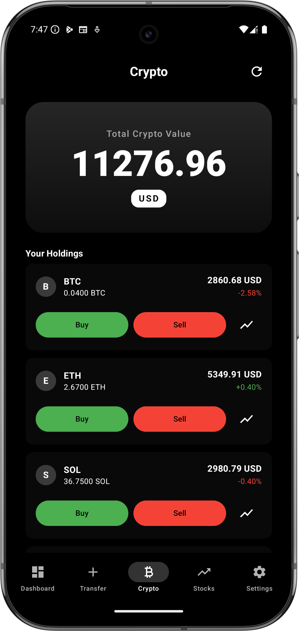 Balencio crypto screen